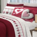 LENZUOLA MATRIMONIALE 100% FLANELLA CUORI ROSSO