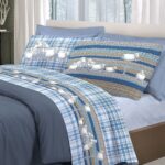 LENZUOLA MATRIMONIALE 100% FLANELLA PECORELLE AZZURRA