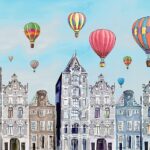 TAPPETO ANTISCIVOLO MONGOLFIERE E CITTA 52X350