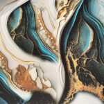 TAPPETO DIGITALE MARMO 04 AZZURRO/ORO